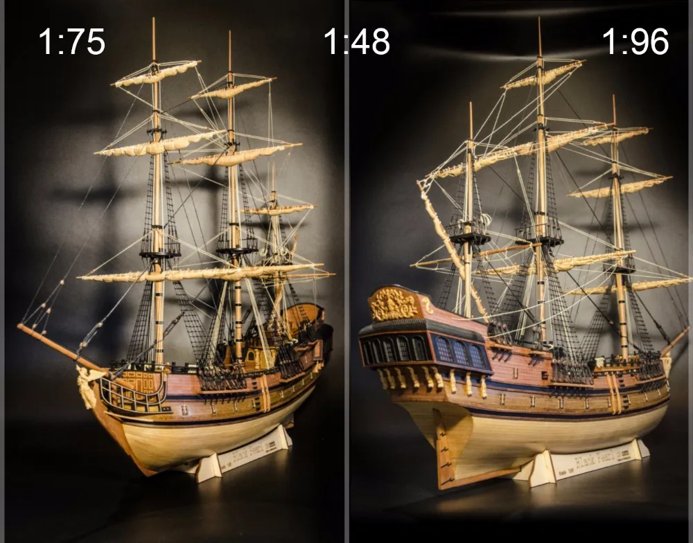 Масштаб 1/48 1/75 1/96 черный жемчуг модель комплект корабля дерево парусный лазерная