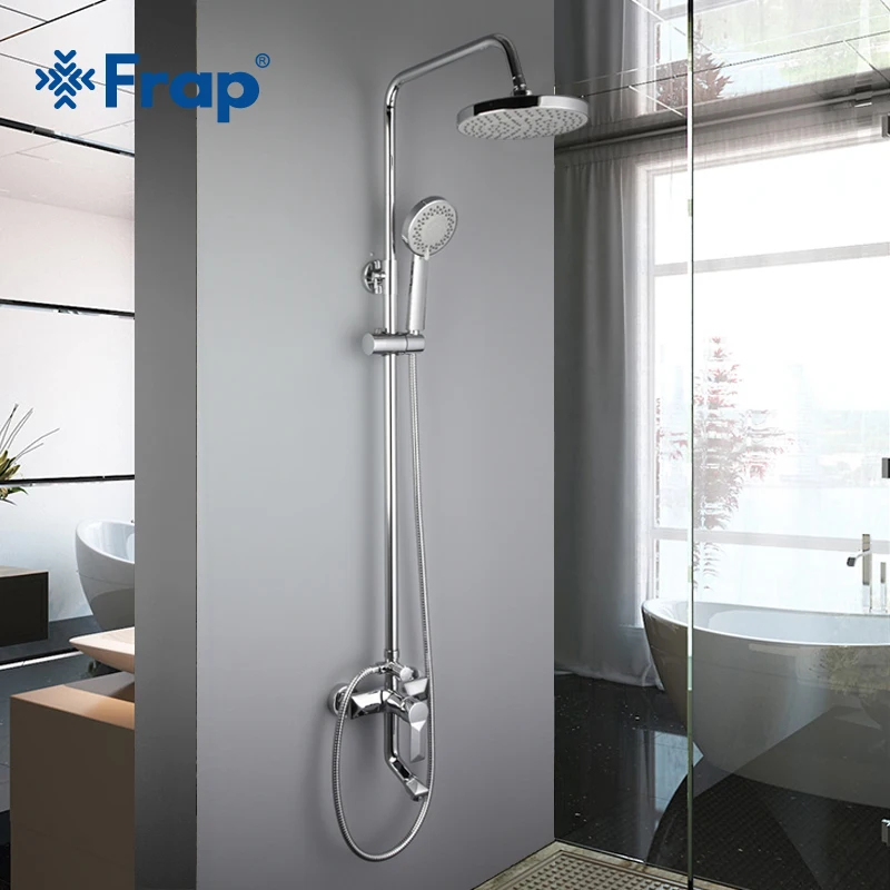 

Frap Shower Faucet Bathroom Rainfall Shower Faucet Set Mixer Tap With Hand Sprayer Wall Mounted Bath Shower Sets Single Handle