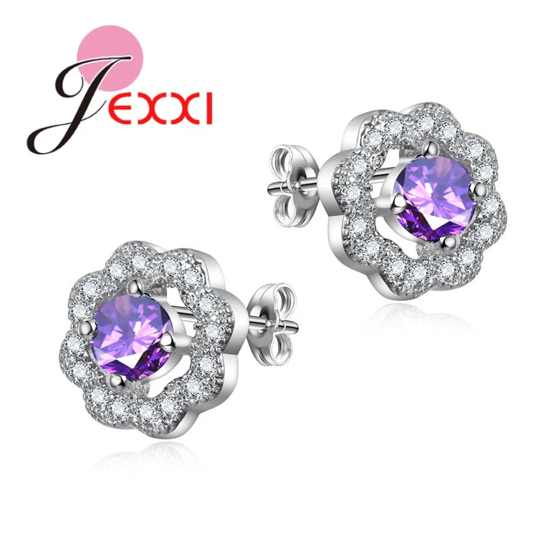 

New Arrival 925 Sterling Silver Stud Earrings Green Cubic Zirconia Rhinestone Stone Engagement Earring Bridal Femme
