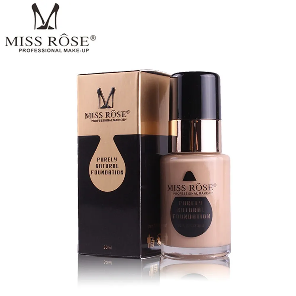 

MISS ROSE 30ml Face Foundation Cream Natural Soft Liquid Foundation Bronzer Contouring Concealer Women Face Makeup Cosmetics