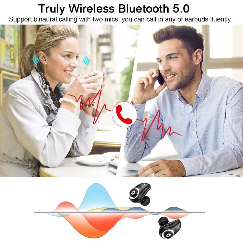 GUSGU TWS auricular Bluetooth inalámbrico auriculares V5.0 en la oreja del deporte auriculares con banco de potencia y micrófono manos libres - 4