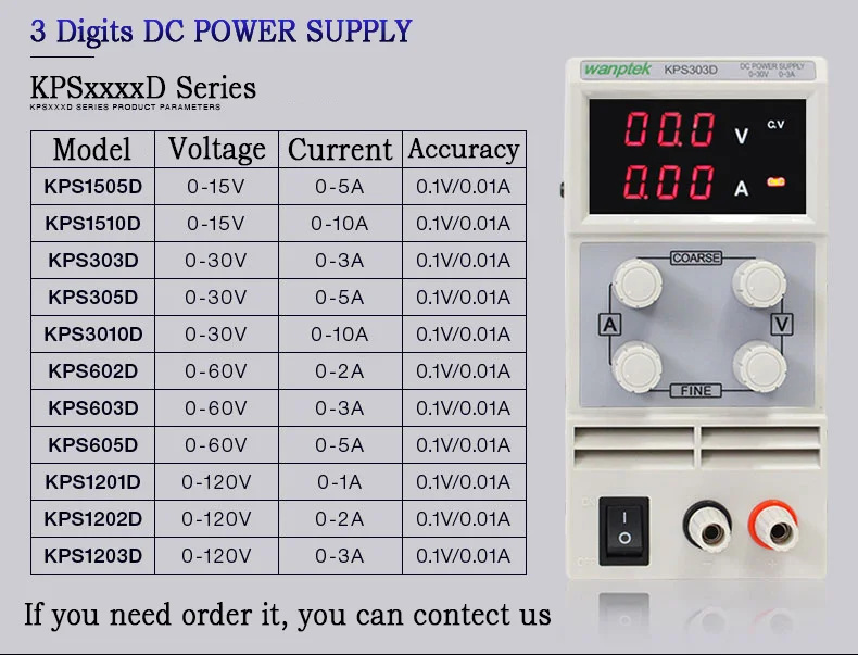 KPS1203D источник питания постоянного тока переменной 120V 3A Регулируемый цифровой мини лаборатория источника питания с аллигатора ведет стоматологическое лабораторное оборудование