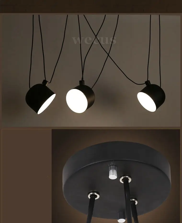 Подвесной светильник в стиле лофт с 3 головками, современный скандинавский стиль, для гостиной, ресторана, кафе, клуба, спальни, бара, зала, подвесной светильник