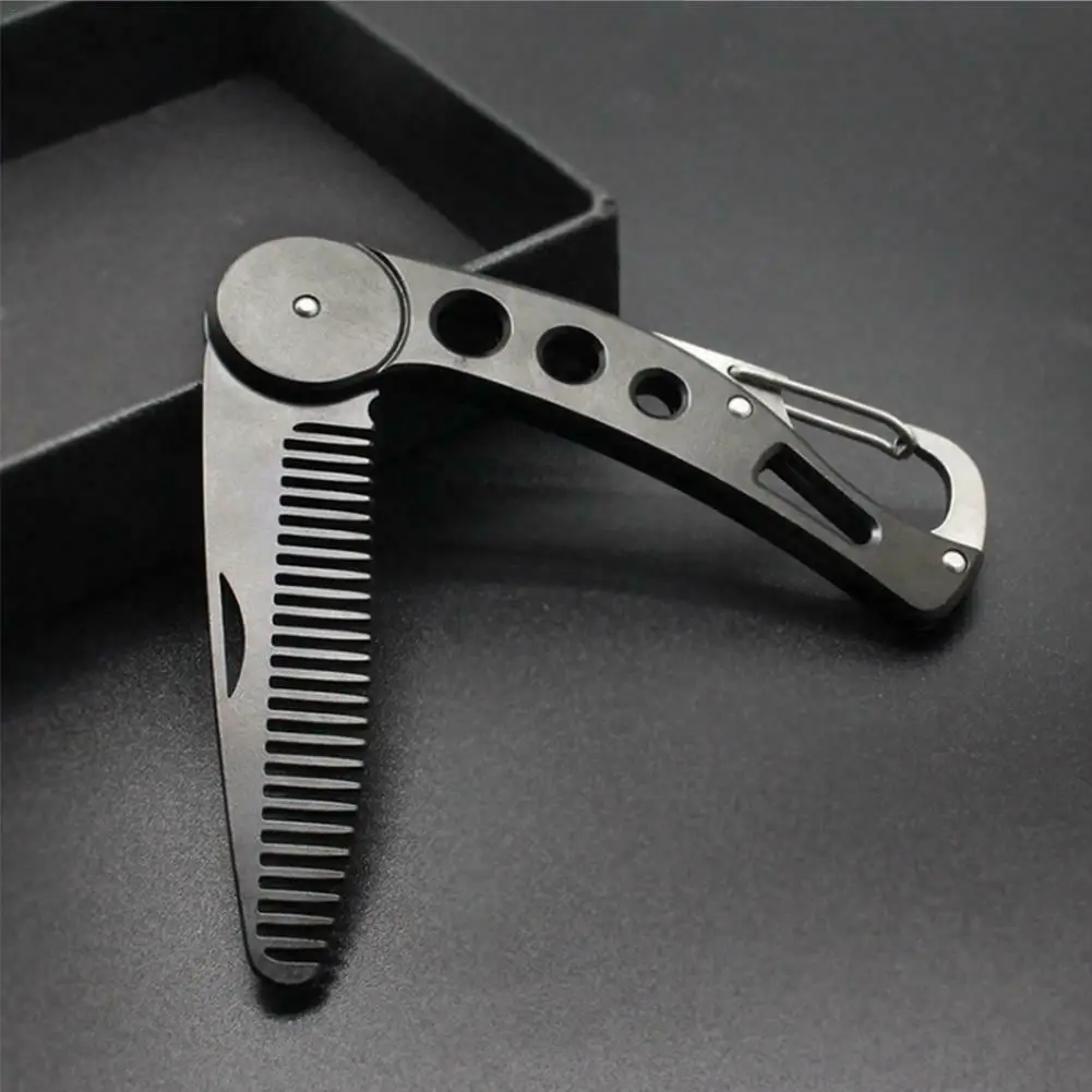 

Fashion Portable Key Chains Style Beard Comb Shaving Pocket Comb Male Stainless Steel Mustache Brushes Open Beer Lid Opener