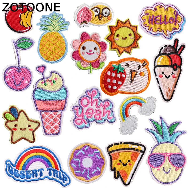 

ZOTOONE Colorful Fruits DIY Iron on Patches for Clothes Stripe Embroidered Patch Application for Jacket Clothing Stickers Badges