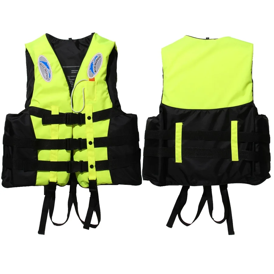 Полиэфирный взрослый спасательный жилет, куртка для плавания, дрейфующий спасательный жилет со свистком s-xxxl размеры, водонепроницаемая Спортивная безопасность, мужская куртка - Цвет: Цвет: желтый