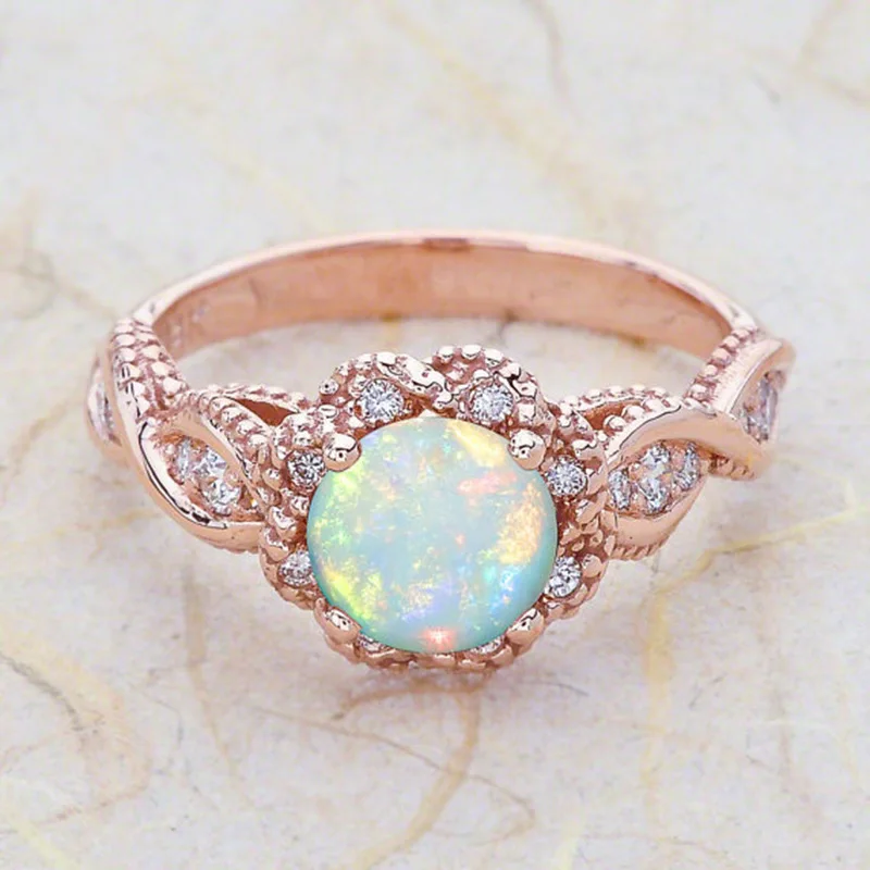 Buy 2018 New Rose Gold Opal Rings For