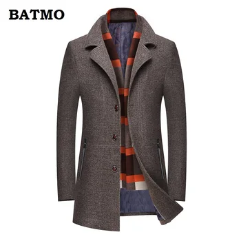 

BATMO 2019 new arrival winter high quality wool thicked trench coat men,men's gray wool jackets ,plus-size M-3XL,0856