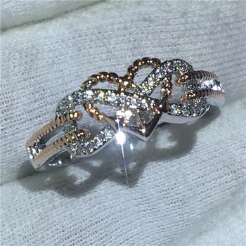 

Fashion Heart Shape promise ring AAAAA zircon cz White Rose Gold Filled Enagement Wedding Band Rings for women Gift