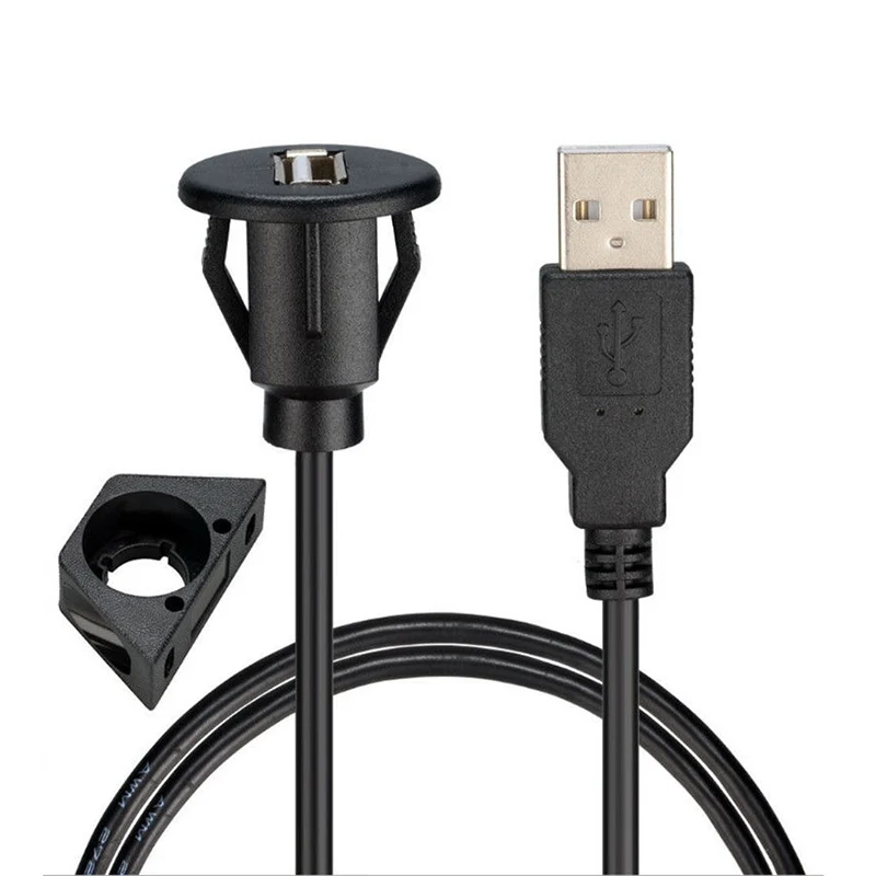 1/2M Car Dash Board Mount USB 2.0 Male to Female Extension Panel Cable