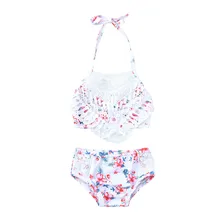 Детские купальники для девочек из полиэстера; купальник из двух предметов; купальный костюм; пляжный летний купальник с цветами; комплект одежды; L0604