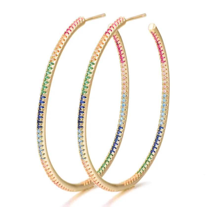 

GODKI Luxury Round Cubic Zircon Statement Big Hoop Earrings For Women Wedding DUBAI Bridal Round Circle Hoop Earring 2019