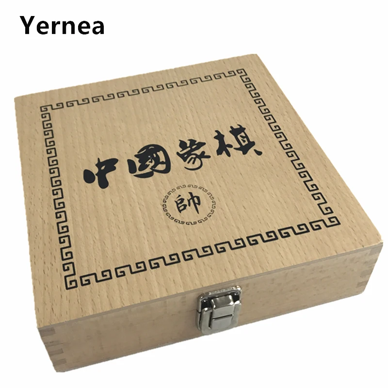 

Yernea Wood Chinese Chess Large High-grade Chinese Chess Pieces Wooden Simulation Leather Chessboard Board Game Gift