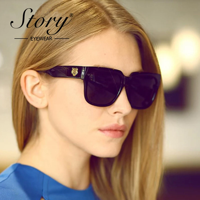 

STORY 2018 Fashion Animal Oversized Square Sunglasses Women Men Vintage Retro Tiger Head Sun Glasses Mirror Gogle Shades Uv400