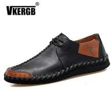 Vkergb/мужская повседневная обувь из натуральной кожи; летние мужские кожаные прогулочные Мокасины на шнуровке; лоферы; удобные мокасины на плоской подошве