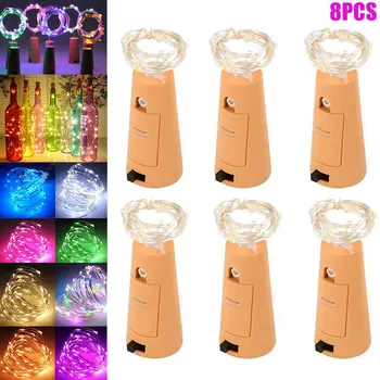 

New Hot 8 Pcs/Set LED Bottle Cork String Lights Party DIY Home Decor Wine Bottles Copper Wire 20 Leds Light