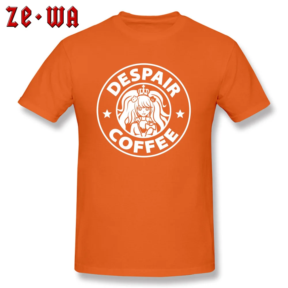 Despair Coffee Danganronpa 6279 Round Collar Tshirts Summer Fall Hip hop Tops Shirts 2018 New Fashion Cotton Tops Shirt Young Despair Coffee Danganronpa 6279 orange