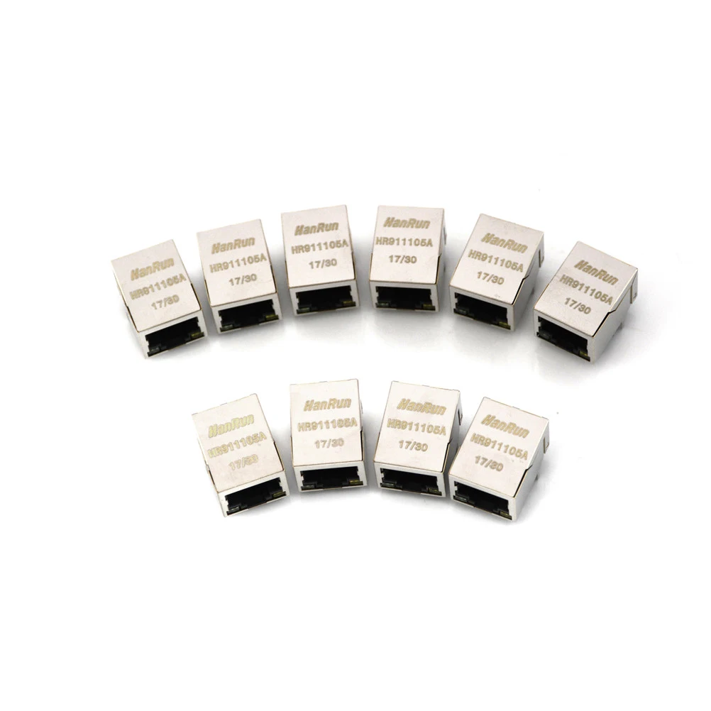 

HR911105A RJ45 New Network Transformer HY911105A RJ45 With Light Filters Connector Shielded With LED Lamp 911105A 10pcs/lot
