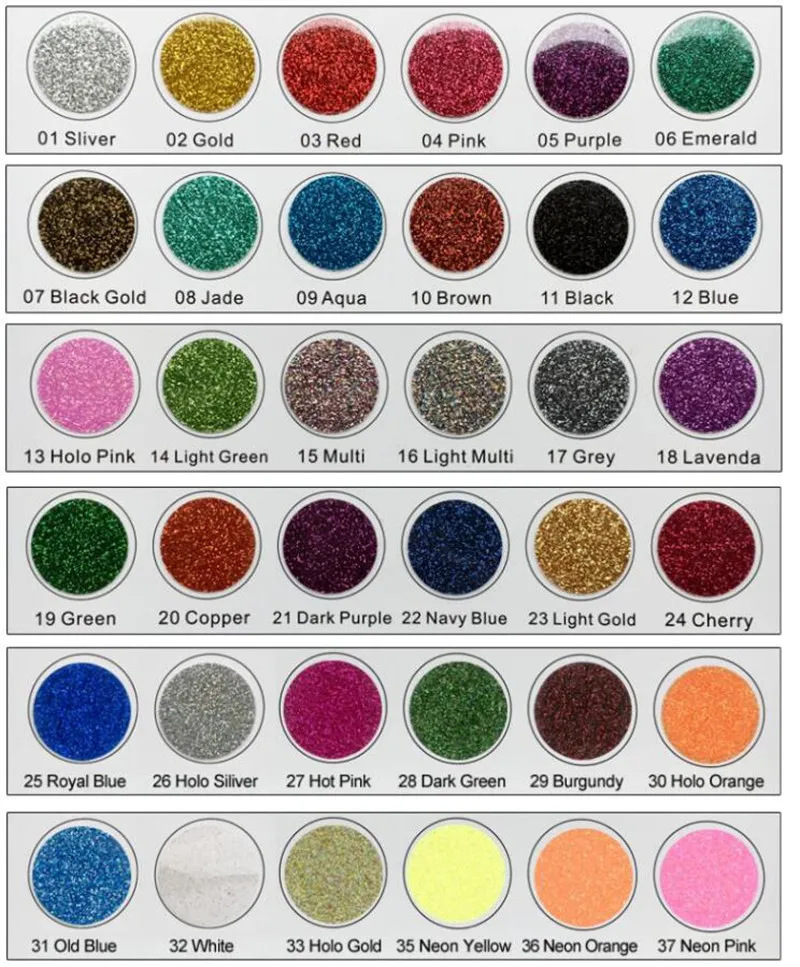 glitter HTV color card