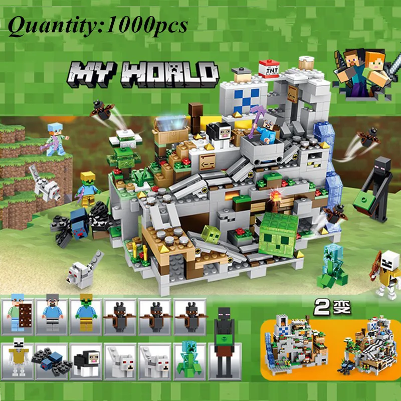 

New Arrival Minecrafted The Cave with Elevator Model Building Blocks Action Figures Animal Birthday Bricks Children Toys Gifts