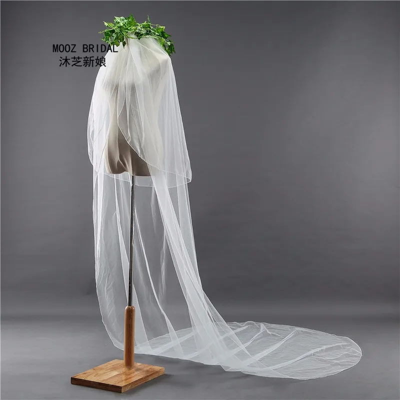 Свадебные вуали в простом стиле, цена, высокое качество, Новое поступление, длина 3 м, два слоя, закругленный хвост, Свадебные вуали