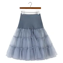 KLV/модные Тюлевая юбка плиссированные юбки-пачки Женская Нижняя юбка в стиле "Лолита" для подружки невесты; Винтаж юбка для танцев Высокая талия плюс размер 4,29