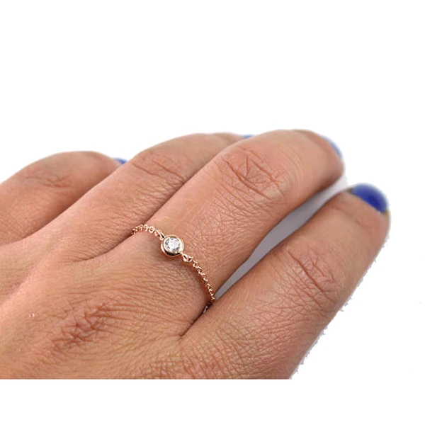 Размер#5-8 изящный одинарный камень AAA+ фианит тонкая цепочка дизайн простой ободок cz изящный потрясающий девушка женщины 925 серебряное кольцо