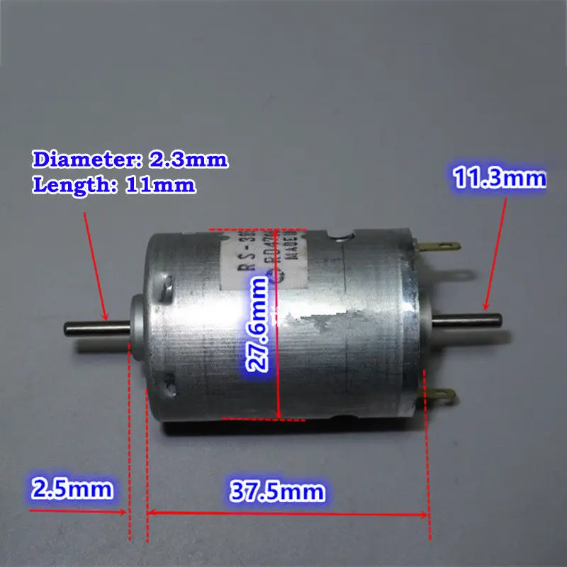 

Mini MABUCHI RS-385SH-2048 DC 6V 12V 10350RPM Fast High Speed Power Micro Double Dual Shaft Motor DIY RC Car Toy Boat Model