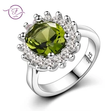Серебряные кольца с цветком и камнями перидот, Роскошные Блестящие Свадебные ювелирные изделия, кольца для помолвки для женщин, 925 кольцо на продажу