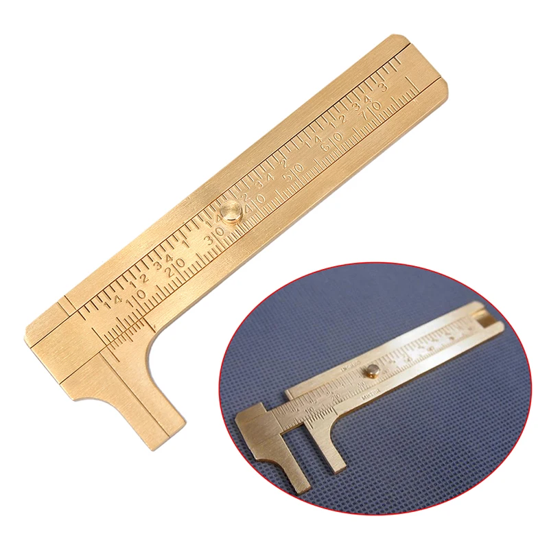 1Pc NEW 0-100mm Solid Copper Caliper Vernier Caliper Two-way Scale Line Precision Measuring Ruler Manual Measurement Tool