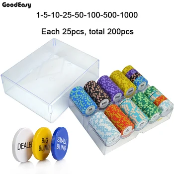 

100/200Pieces Poker Chips Set With Box 14g Clay/Ceramic Chips Set Texas Hold'em Poker Chips Casino Coins
