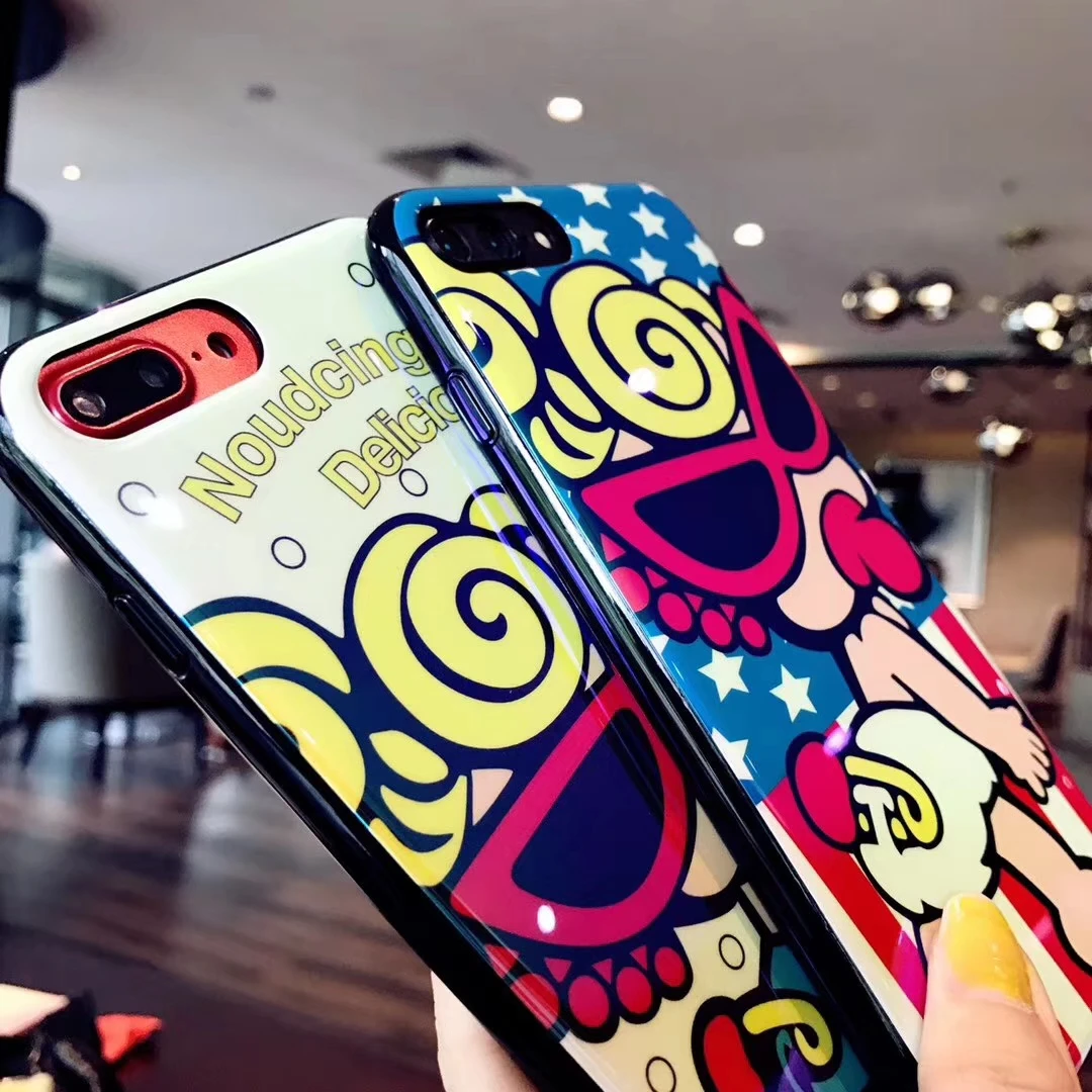 Японский милый мультяшный чехол для iPhone Xs Max Xr X 8 7 6 6S Plus Blue ray IMD модный брендовый