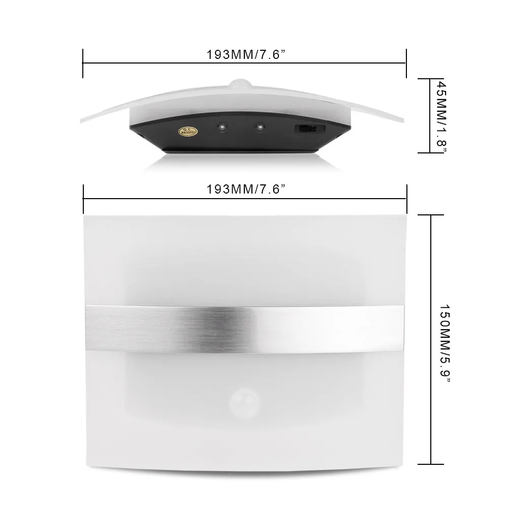 Настенный светильник с датчиком движения на батарейках, беспроводной Ночной светильник, автоматический настенный светильник для спальни, прихожей, шкафа, кухонного шкафа