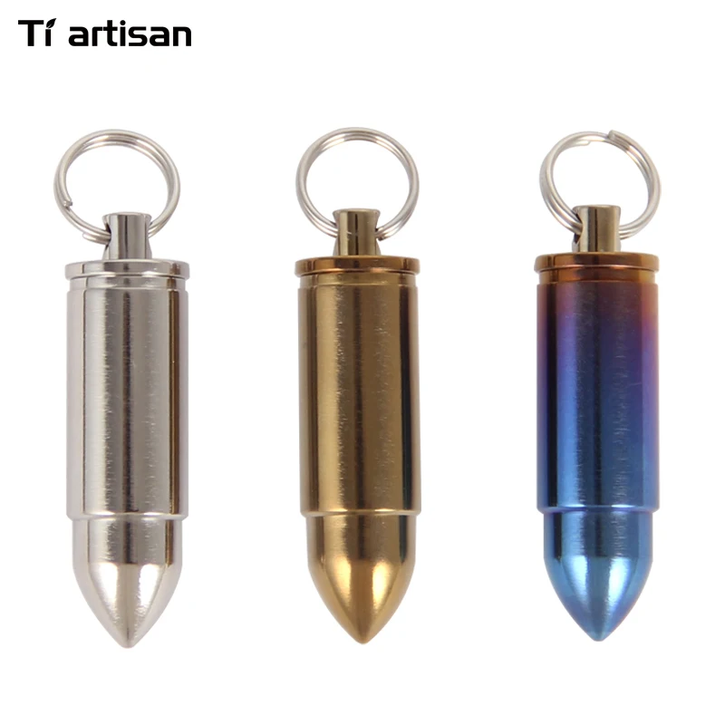 

Tiartisan Mini Titanium Storage Box Case For Pill Keychain Eco-Friendly Ultralight Portable Titanium Medical Waterproof Case EDC