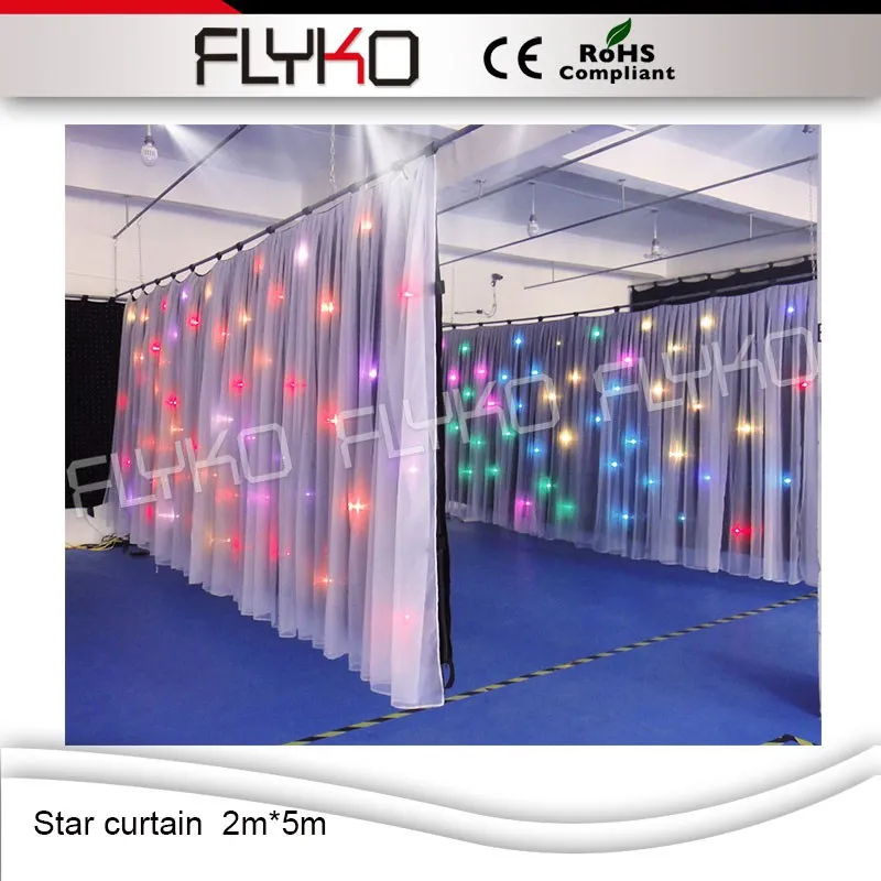 

CE RoHS 2x5m Flyko flashlight RGB 3in1 LED star cloth decoration on wedding