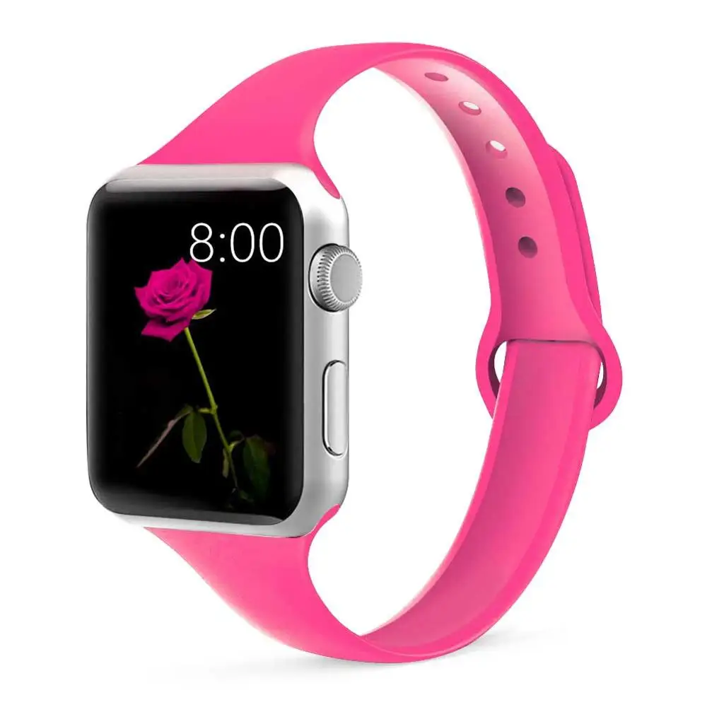 Ремешок для apple watch 42 мм, 38 мм, версия apple watch 4 полосы 44 мм 40 мм наручных часов iwatch серии 4/3/2/1 прозрачный мягкий тонкий чехол из силикона, correa, браслет ремешок для часов - Цвет ремешка: Barbie powder 18