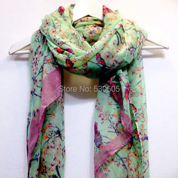 

Light Green Love Bird Cherry Blossom Scarf christmas gift