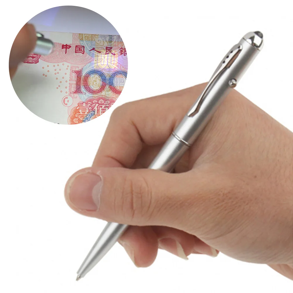 

Counterfeit Bank Note Money Detector Tester Pen Metal Material Invisible Ink Pen With Uv Light