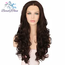 BeautyTown 6# цвет термостойкие волосы 150% плотность 24 ''длинные волосы Косплей вечерние синтетические кружева спереди парик для свадебной вечеринки