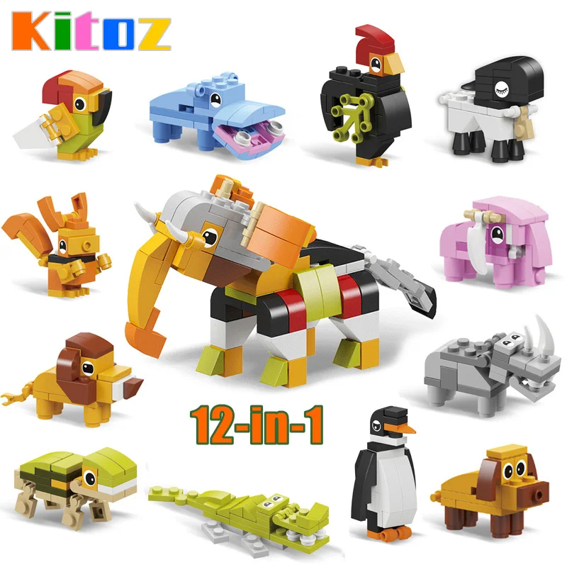 12 in 1 Animal Kingdom Building Block 