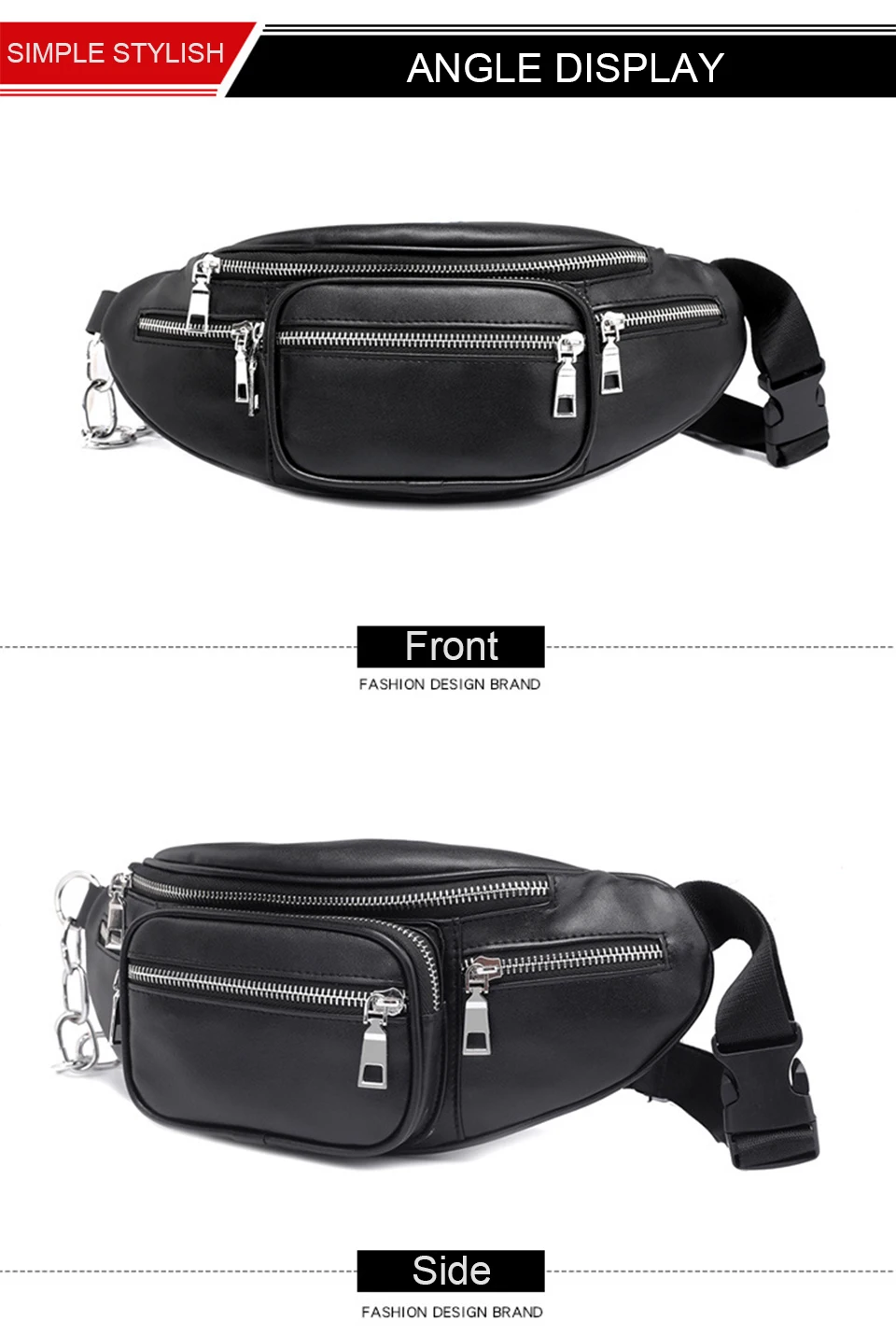 Waist Packs PU Leather Waist Bag Fashion Women Pouch Fanny Pack Men Belt Chest Bum Bags Money Nerka Heuptas Mobile Phone Pochete (4)