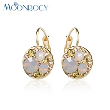 MOONROCY Цирконий ювелирные изделия оптом австрийского хрусталя серьги розовое золото Цвет серьги серьга Женская