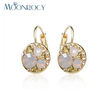 

MOONROCY Free Shipping Zirconia Jewelry wholesale Austrian Crystal Earring Rose Gold Color earrings fashion Earring women's