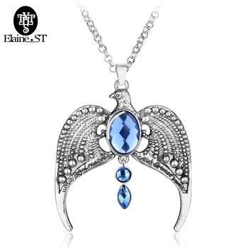 

20pcs/lot Ravenclaw Necklace Horcrux Vintage Antique colors Eagle Crown Crystal Pendant jewelry for Women Party Accessories
