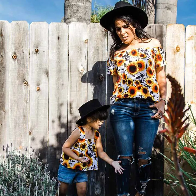 mommy and me matching sunflower outfits