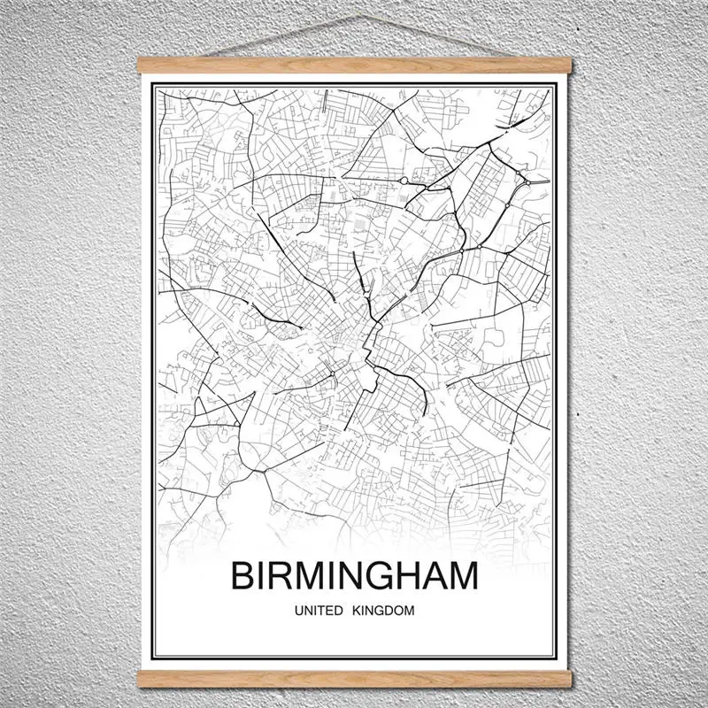 

Customized Pattern BIRMINGHAM World City map Abstract print picture Modern poster With Frame Canvas Oil Painting Cafe Bar