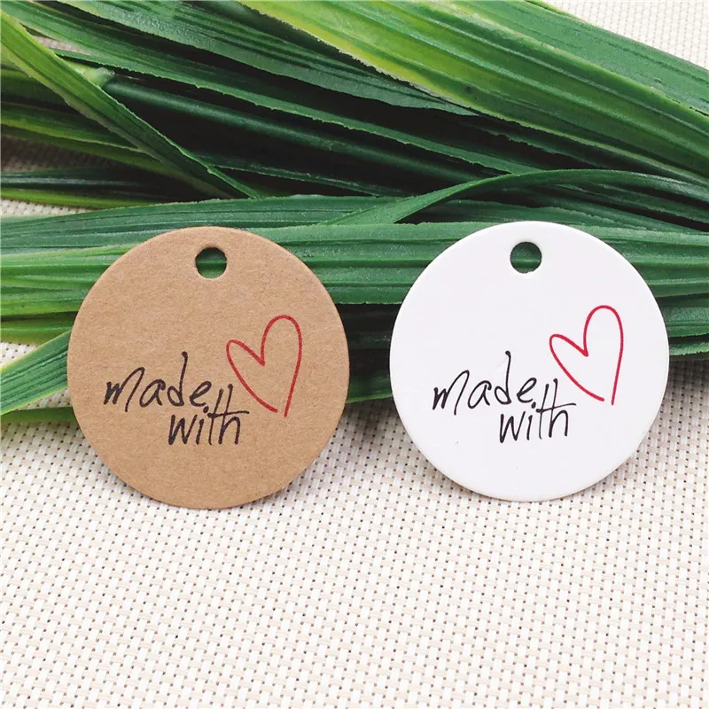 50 pcs per lot handmade hang tag kraft paper thank you gift tag label for wedding/candy/baby gift products tagging package