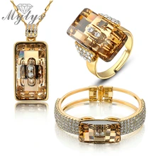 Mytys Wedding Jewelry sets smoked High Quality Crystal Jewelry Set ring necklace and bracelet sets N405