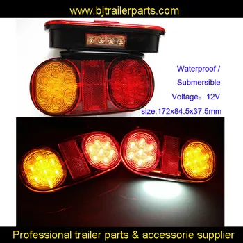 

(2PCS/1PAIR)TRAILER LED tail lights lamp pair boat trailer 12V trailer parts truck built in Number plate light submersible
