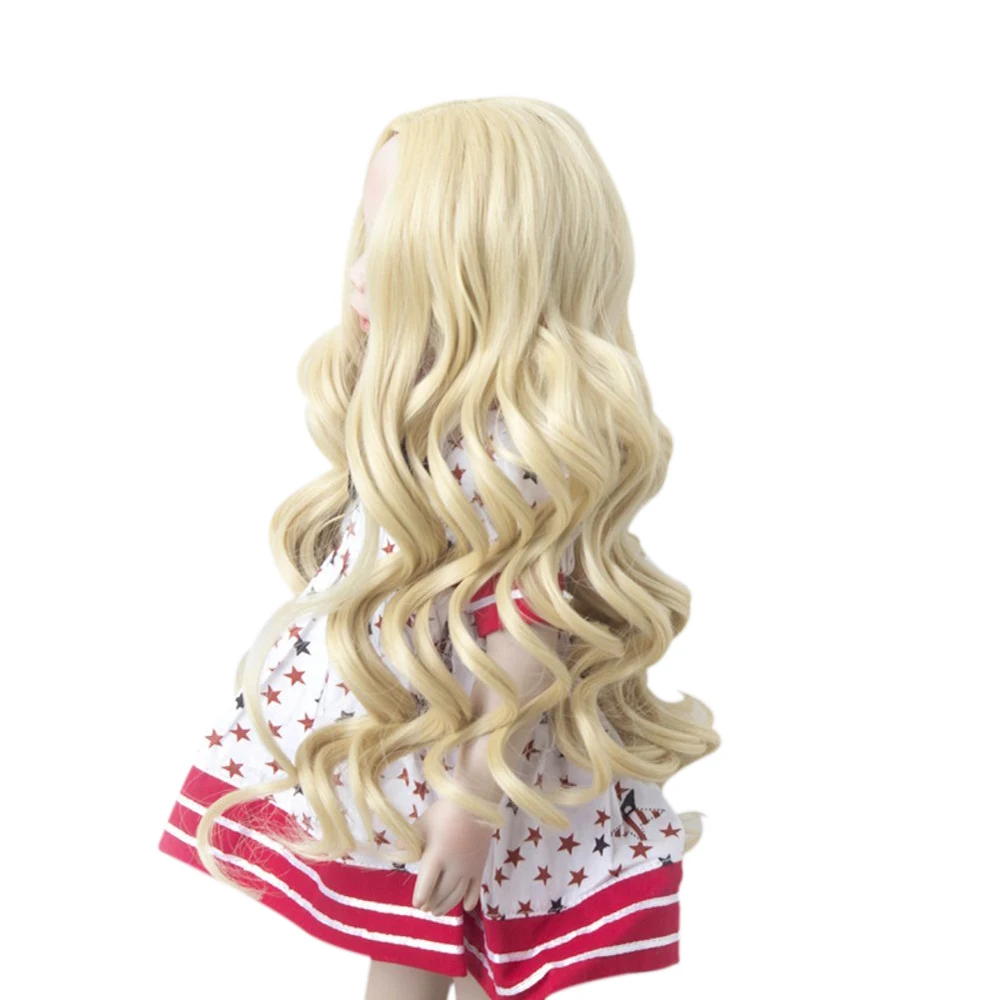 Детские подарки Корея Высокая температура волокна длинные кудри куклы парики сделаны для 1" американская кукла с 26 см окружность головы